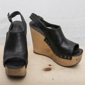 Zigi Girl Mikaila 7 - Black Leather Platform Wedge